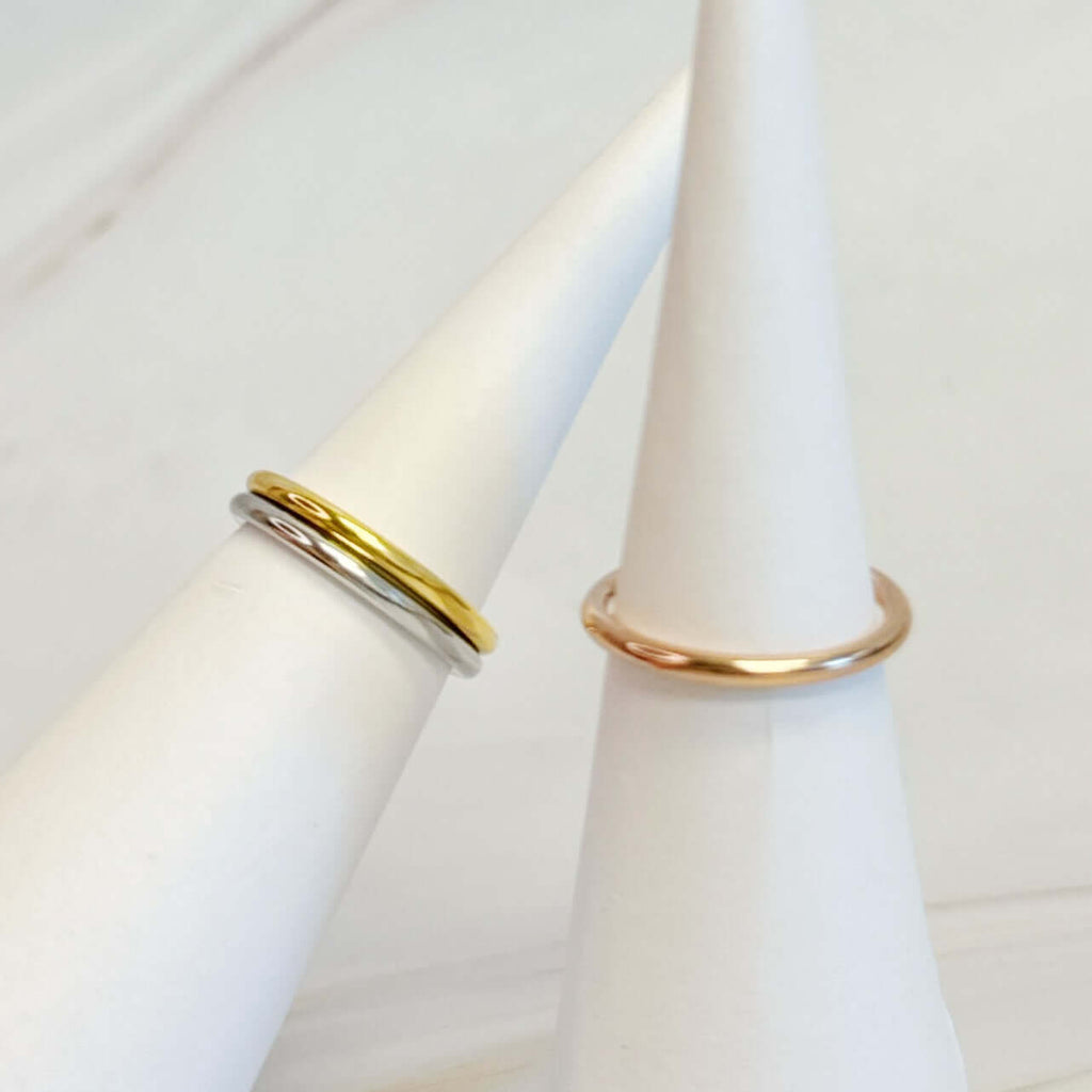 Urban Trendly Two Tone Layering Ring Set Gold Women 3Pcs