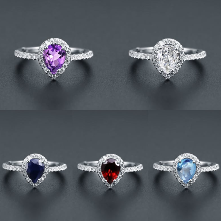 Urban Trendly Gemstone Crystal Ring Sterling Silver Women