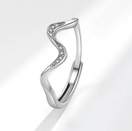 Urban Trendly Water Wave Silver Ring Geometric Women