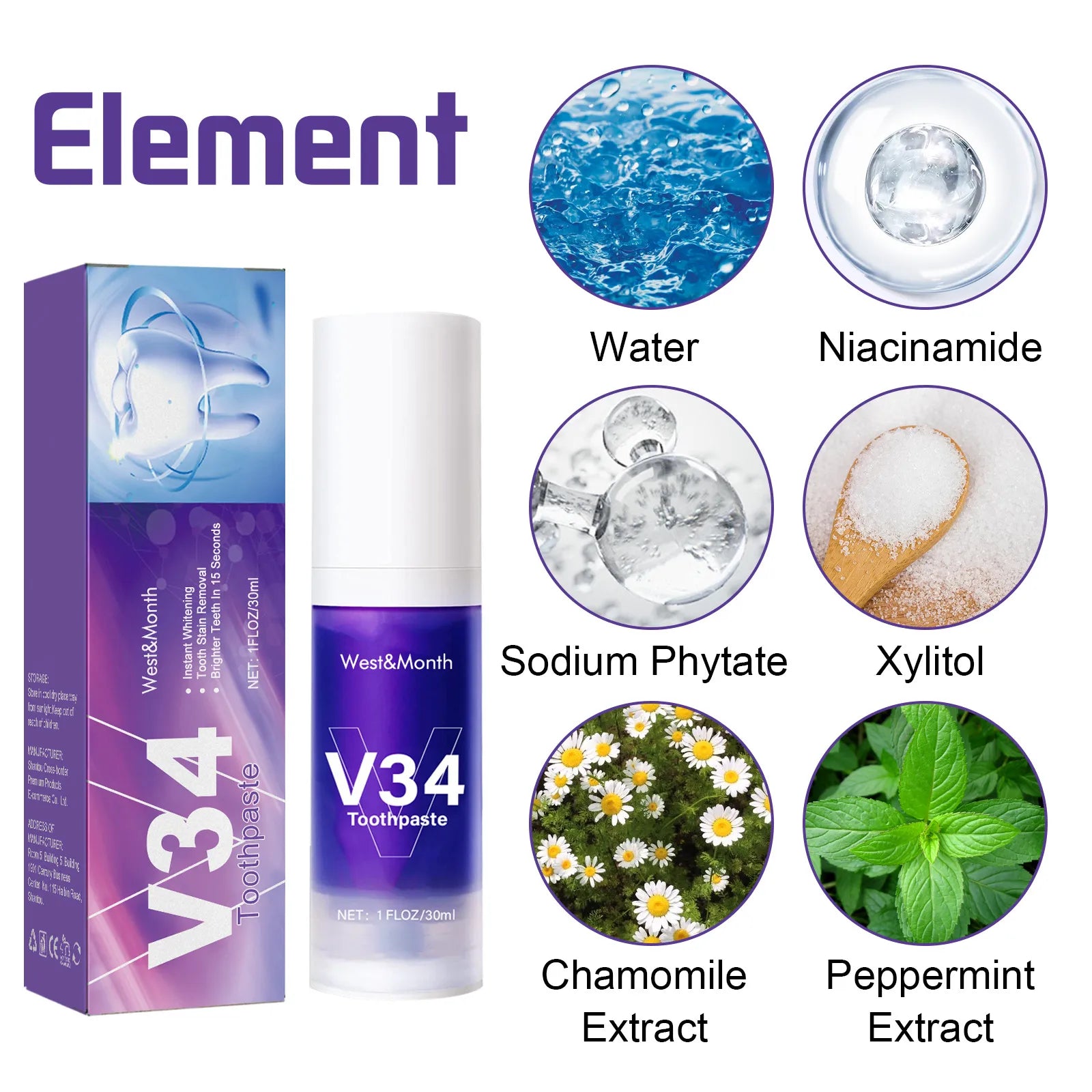 Urban Trendly V34 Tooth Cleaning Mousse Whitening Foam