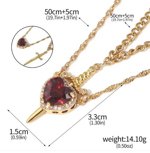 Urban Trendly Love Dagger Couple Necklace Stainless