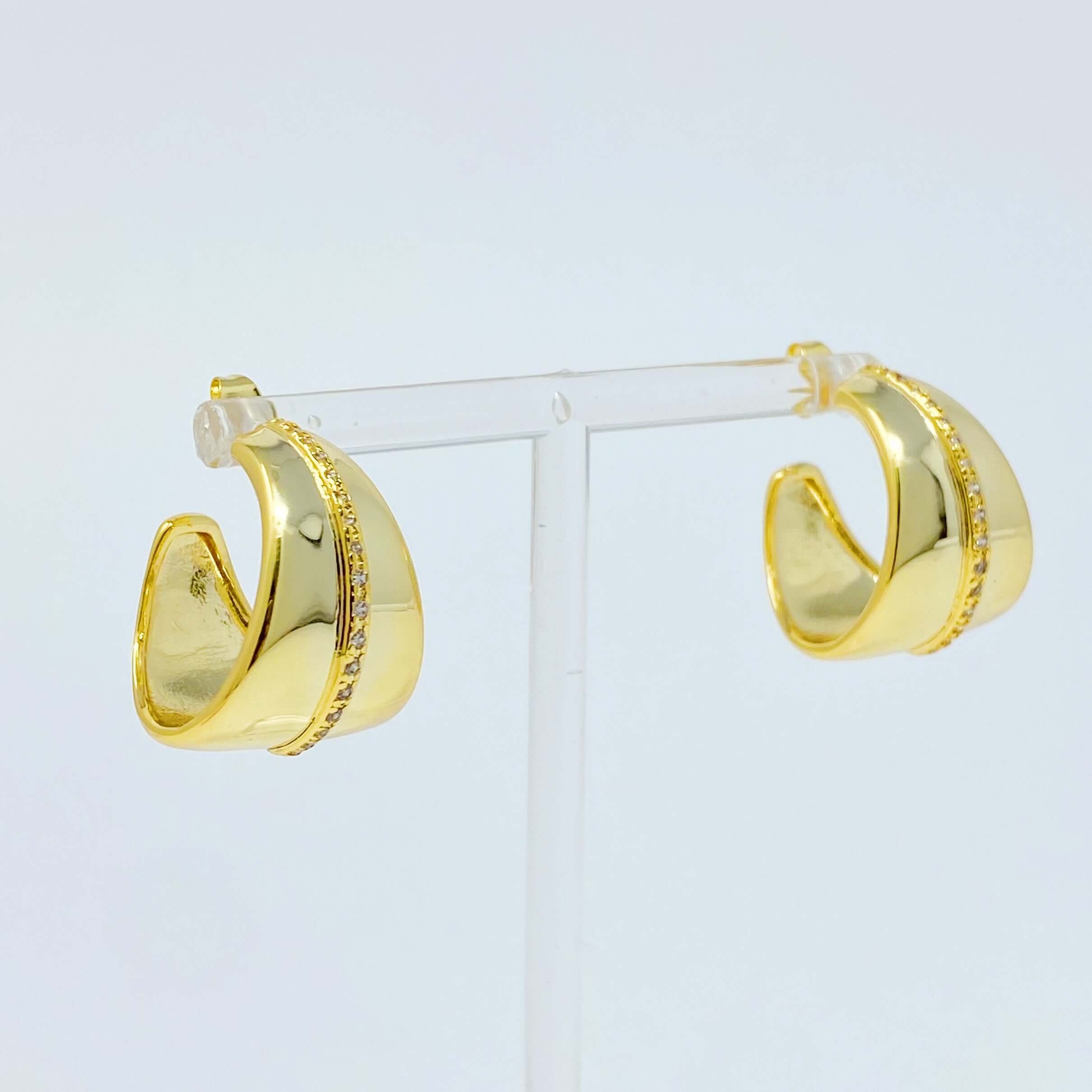 Urban Trendly Gold Hoop Earrings with CZ Sparkle