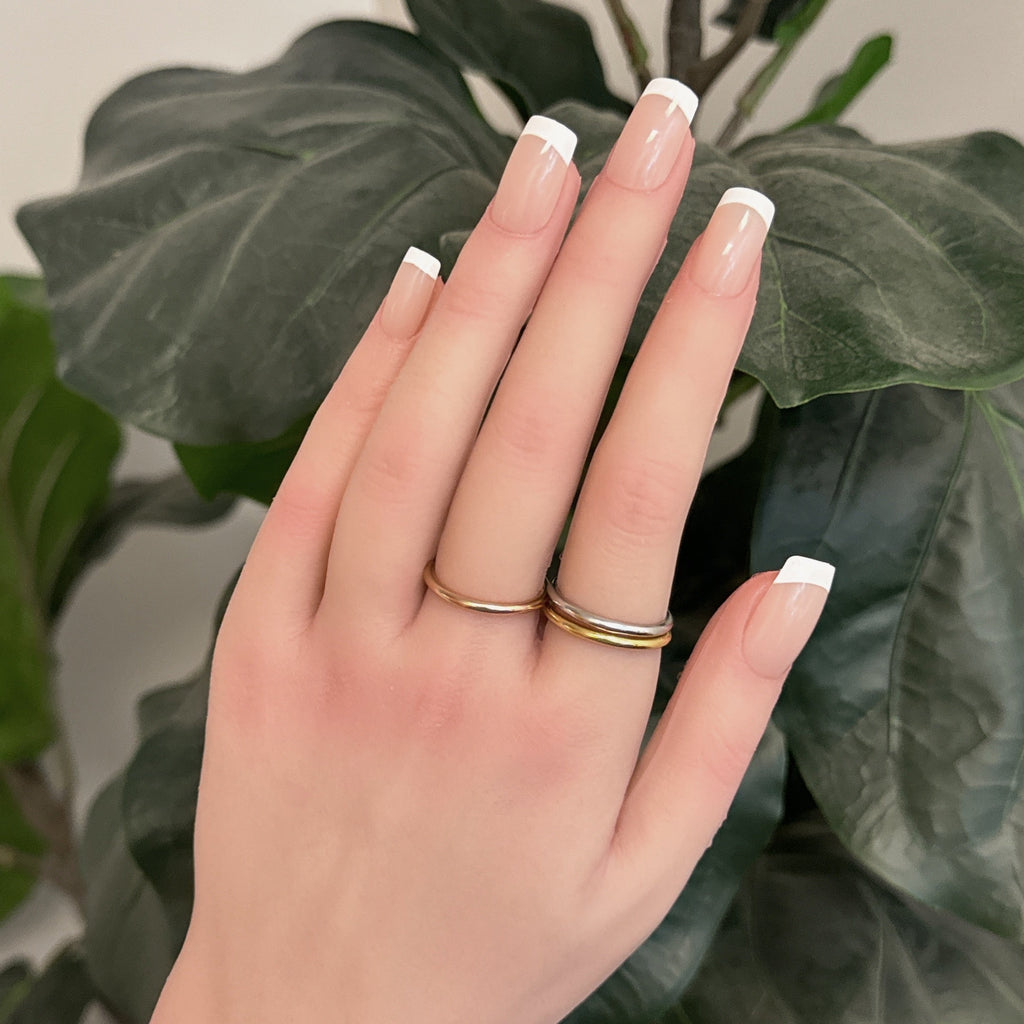 Urban Trendly Two Tone Layering Ring Set Gold Women 3Pcs