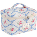 Urban Trendly Large Quilted Floral Makeup Bag Women