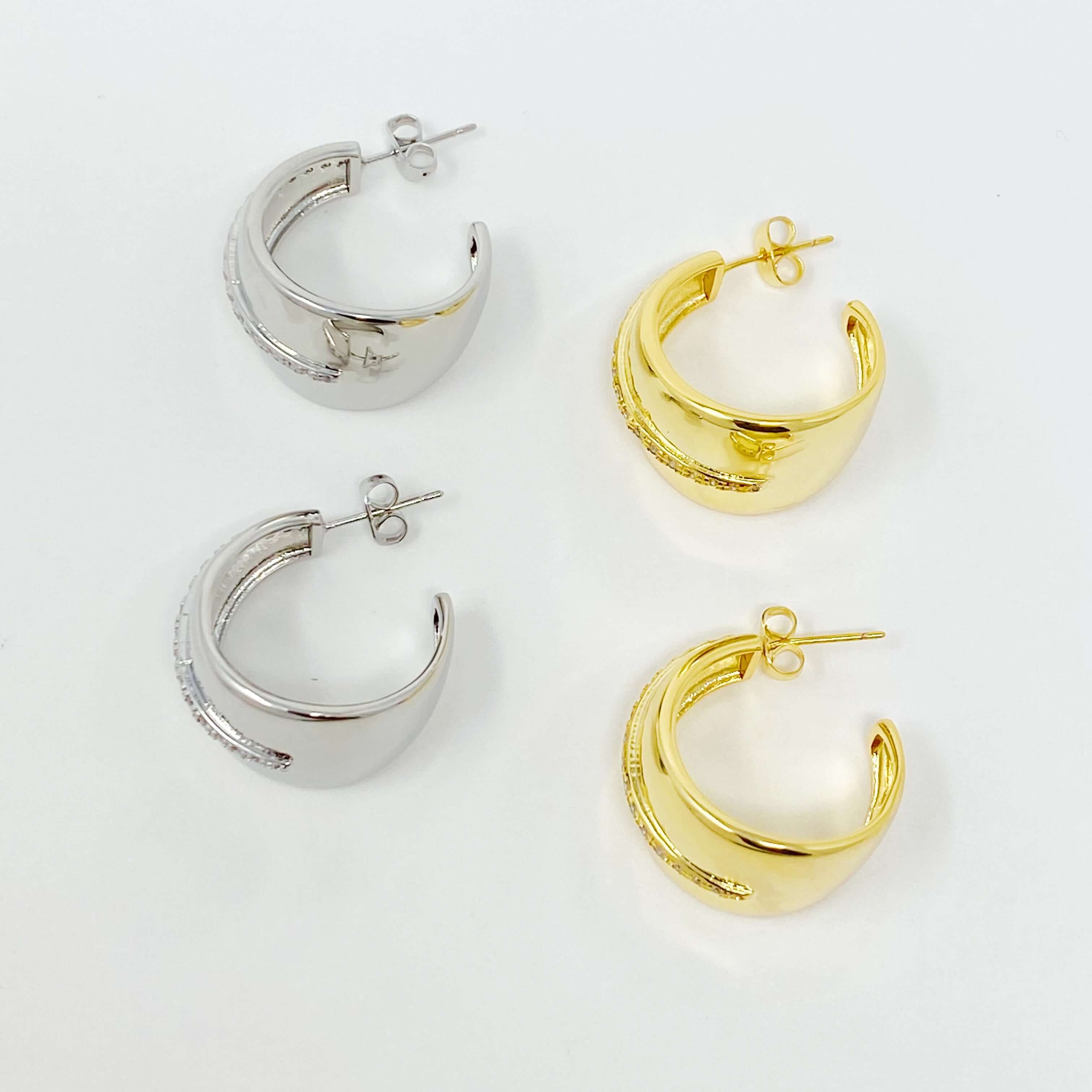Urban Trendly Gold Hoop Earrings with CZ Sparkle