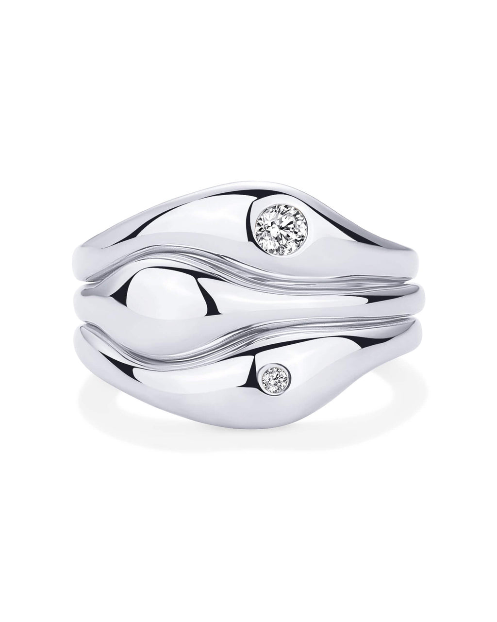 Urban Trendly Rhodium Plated Stackable Rings CZ Women