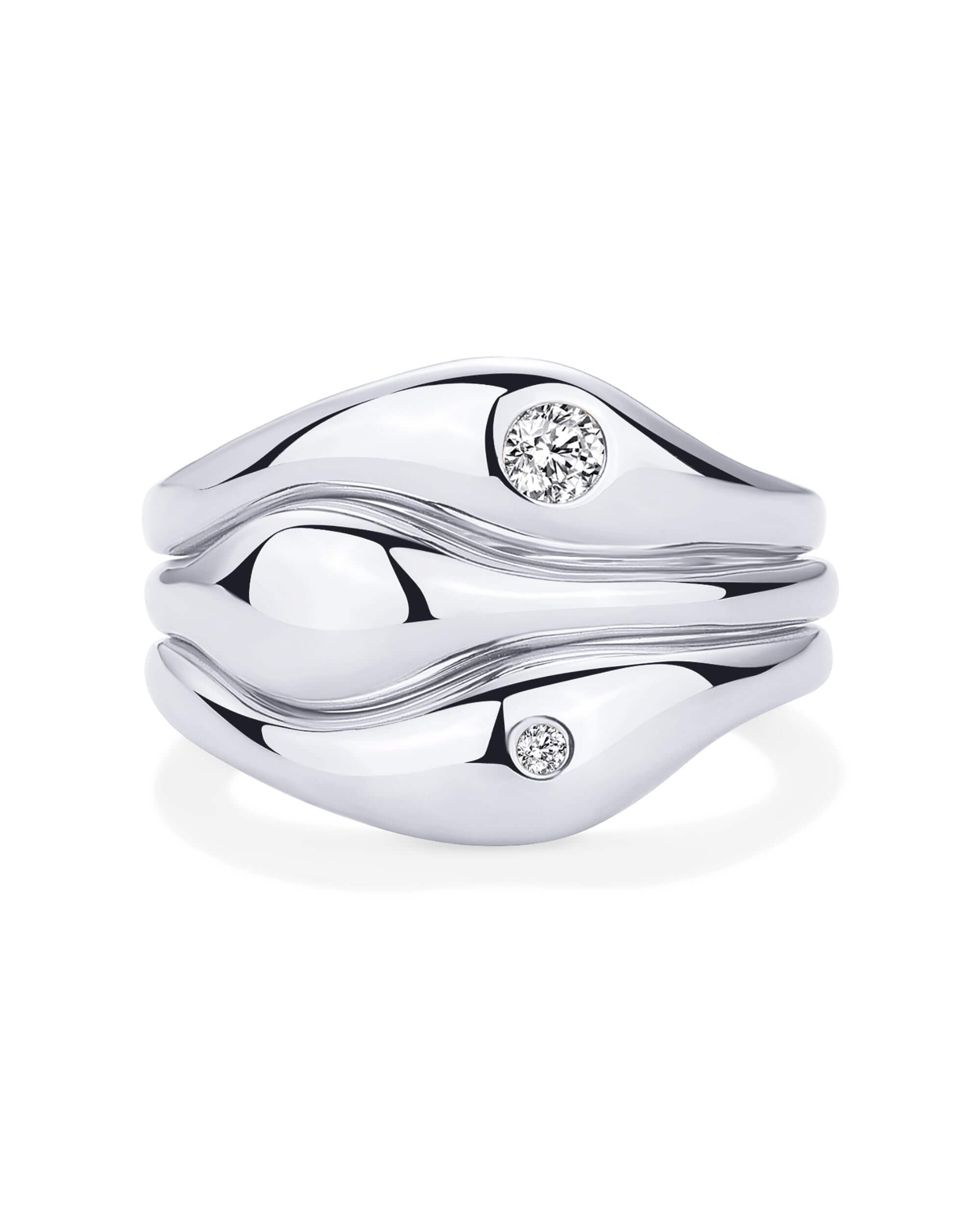 Urban Trendly Rhodium Plated Stackable Rings CZ Women