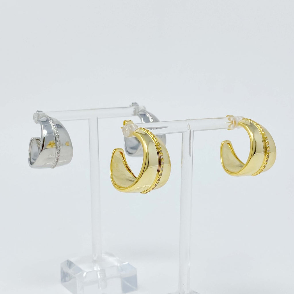 Urban Trendly Gold Hoop Earrings with CZ Sparkle