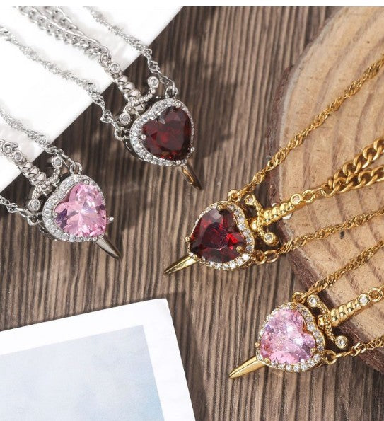Urban Trendly Love Dagger Couple Necklace Stainless