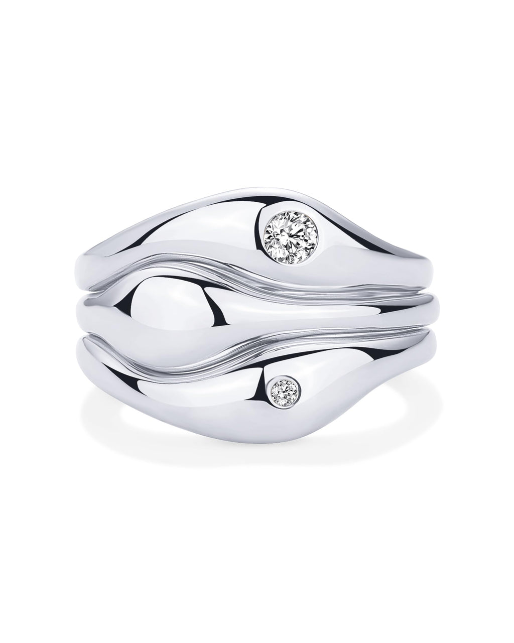 Urban Trendly Rhodium Plated Stackable Rings CZ Women