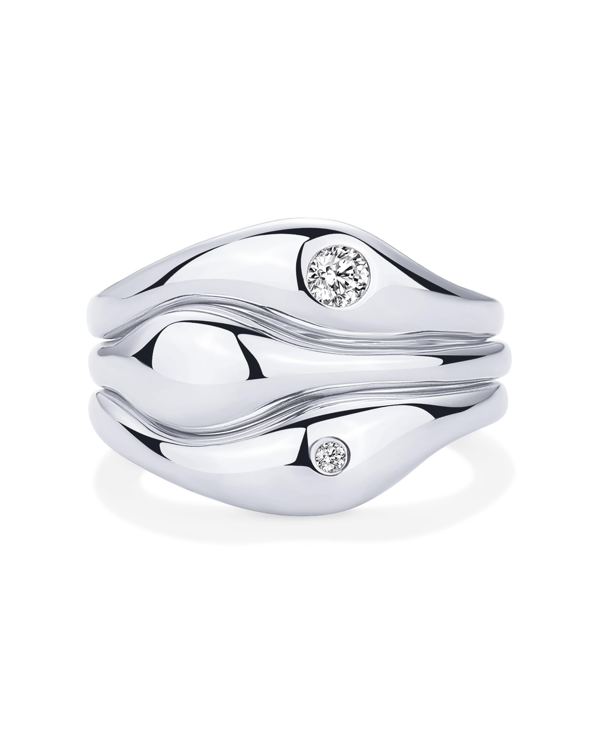 Urban Trendly Rhodium Plated Stackable Rings CZ Women