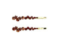 Urban Trendly Burgundy Rhinestone Floral Hair Clips 2Pcs