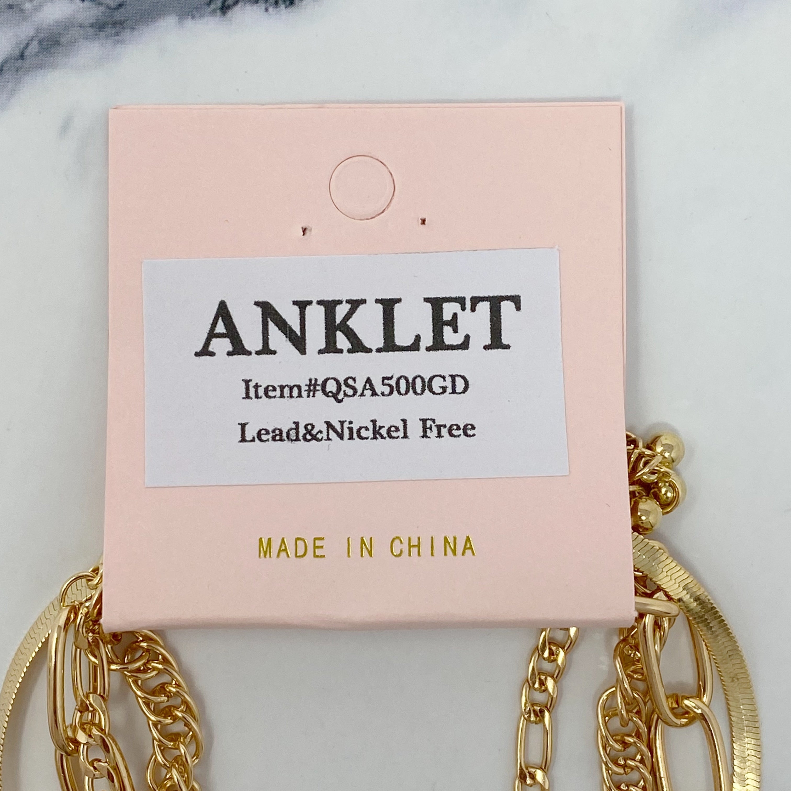 Urban Trendly Gold Chain Anklet Set Layered Jewelry 4Pcs