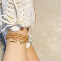 Urban Trendly Gold Chain Anklet Set Layered Jewelry 4Pcs