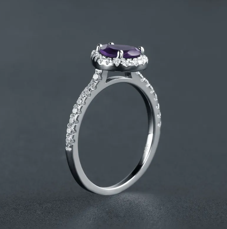 Urban Trendly Gemstone Crystal Ring Sterling Silver Women