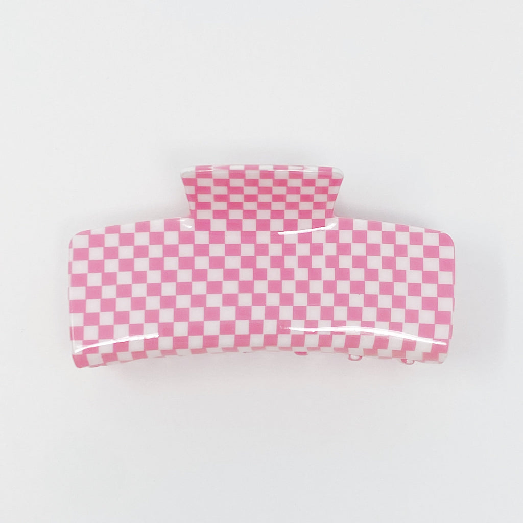 Urban Trendly Oversized Checkered Hair Claw Clip Women